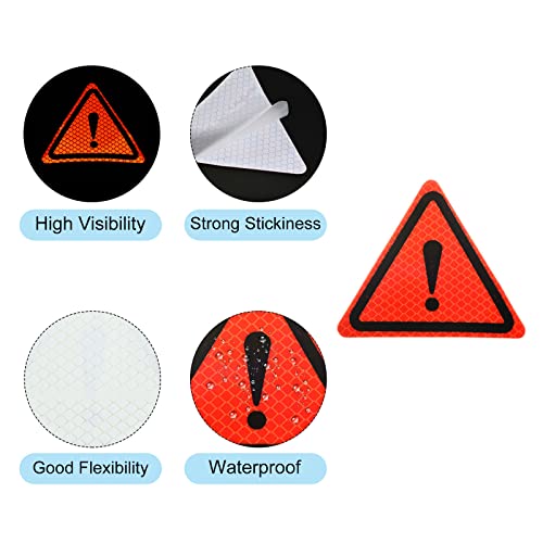 PATIKIL Reflective Stickers, 4 Pack 3.94 x 3.94 Inch Waterproof Adhesive High Visibility Night Caution Warning Triangle Safety Tape Reflector for Trucks Trailers Cars, Red - color: Red