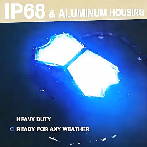 4 Pods Blue LED Rock Lights,18 LEDs Aluminum Housing IP68 Waterproof Neon Underglow Trail Rig Lamp for Truck,SUV, ATV, UTV, Motorcycle & Off-Road Vehicles - color: Blue