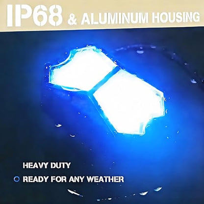 4 Pods Blue LED Rock Lights,18 LEDs Aluminum Housing IP68 Waterproof Neon Underglow Trail Rig Lamp for Truck,SUV, ATV, UTV, Motorcycle & Off-Road Vehicles - color: Blue