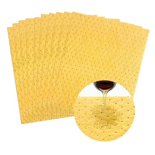 10 PCS Oil Absorbent Pads, 20" x 15" Weight Dimpled Pad Polypropylene Mat for Oil & Fluid, Universal Water Absorbent Mat Spill Control Supplies for Automotive Workshop - color: 20" x 15", Yellow, size: 10 PCS
