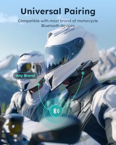 ASMAX S1 Motorcycle Bluetooth Headset with Smart Voice Control, Mesh Helmet Communication Systems, Noise Cancellation/Waterproof/FM Radio/FOTA Update/EQ Modes, 8 Riders Intercom Fit for ATV, 2 Pack - color: Gray-2 Pack