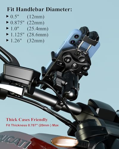 BRCOVAN Anti-Theft Motorcycle Phone Mount Holder with Vibration Dampener | with Secure Lock, Adjustable Size Handlebar Cellphone Cradle for Bike Bicycle Scooter ATV, Fit 5.4 - 7.2'' Smartphones