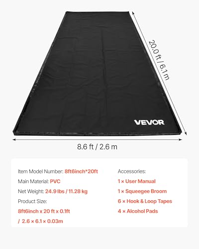 VEVOR Containment Mat, 8 ft 6 in x 20 ft, Non-Slip PVC Garage Floor Mat with a Cleaning Squeegee, Heavy Duty Durable Waterproof Protection from Snow, Rain and Mud for Cars SUVs Trucks Parking, Black - size: 8 ft 6 in x 20 ft