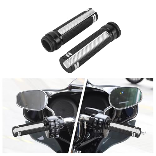 Motorcycle Hand Grips Handlebar Grips Fit for Harley Touring 2008-2025 Trike 2008-2025 Softail 2016-2024, 1 Inch Electronic Throttle Hand Grips - color: Black and White