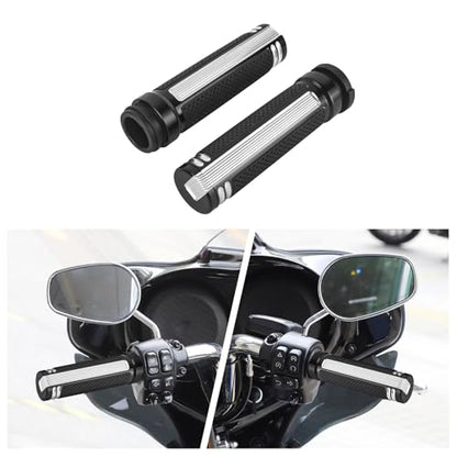 Motorcycle Hand Grips Handlebar Grips Fit for Harley Touring 2008-2025 Trike 2008-2025 Softail 2016-2024, 1 Inch Electronic Throttle Hand Grips - color: Black and White