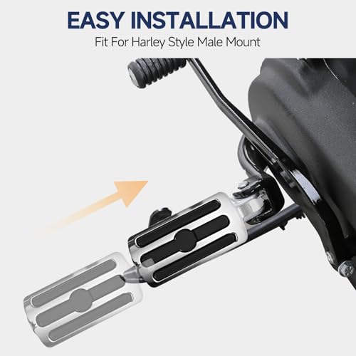 Motorcycle Foot Pegs, Passenger Foot Peg Male-Mount Aluminum Footrest Pedal Fit for Harley Street Glide Road King Road Electra Glide Sportster 883 1200 Dyna Softail (Chrome) - color: 2#Chrome