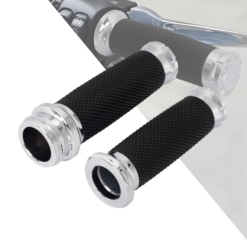 1" Electronic Throttle Defiance Handlebar Grips 25mm Hand Grips Fit for Harley Touring Street Glide Road King Road Glide Electra Glide - color: #3 Chrome