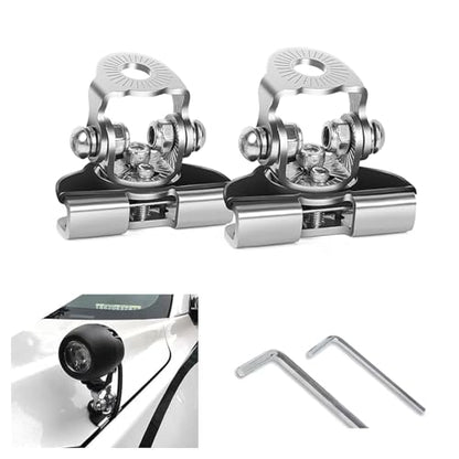 ijuicy 2 PCS Led Light Bar Mounting Brackets, Adjustable Hood Led Work Light Mount Bracket, Off Road Accessories, Ditch Light Brackets for Off Road Truck (Silver) - color: Silver