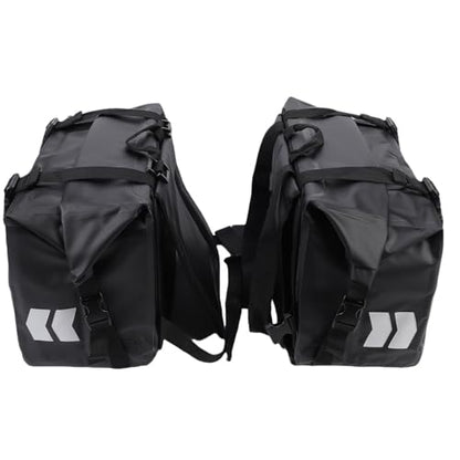 RiToEasysports Motorcycle Saddlebags PVC Motorcycle Luggage Bag 30L X 2 Detachable Roll Top Frame Mount Side Bags for Universal Motorcycles Commuting Touring Storage