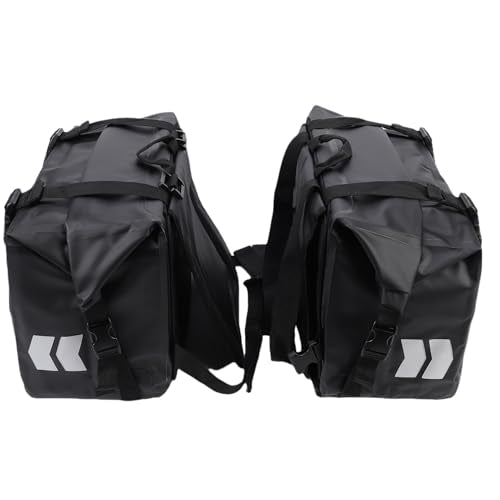 RiToEasysports Motorcycle Saddlebags PVC Motorcycle Luggage Bag 30L X 2 Detachable Roll Top Frame Mount Side Bags for Universal Motorcycles Commuting Touring Storage