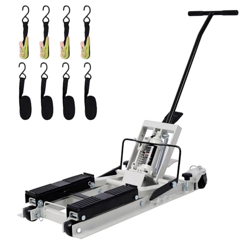 1500LBS Hydraulic Motorcycle Lift Jack, ATV Scissor Lift with 4 Wheels, Foot-Operated Hoist Stand, Safety Lock, Steel Lift Stand for Dirt Bikes, UTVs & Powersports Vehicles(Gray, 1500 LBS) - color: Gray