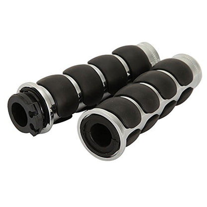 INNOGLOW Motorcycle Handlebar Grips 1 Pairs Hand Grips - color: Chrome Black-A