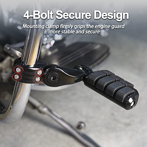 Highway Pegs Footpegs Short Angled Foot Rest Fit for Touring Street Glide Road Glide Road King Electra Glide with 1.25 inch Engine Guard 1 1/4 Highway Bar Black - color: Black Custom Style