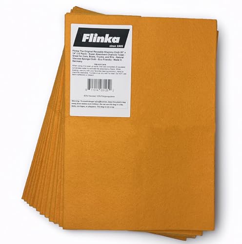 The Original Reusable Shammy Cloth 20" x 14" - Super Absorbent Chamois Towel - Great for Cars, Boats, Trucks, and RVs - Natural Viscose Sponge Cloth - Eco Friendly (12 Pack) - size: 12 Pack