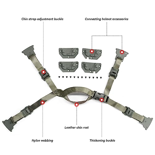 Tactical Helmet Chin Strap Adjustable Dial 4 Points Suspension System with Bolts and Screws for Tactical Fast MICH Bump Helmet Accessory - color: Style 3-Grey