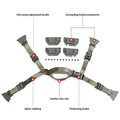 Tactical Helmet Chin Strap Adjustable Dial 4 Points Suspension System with Bolts and Screws for Tactical Fast MICH Bump Helmet Accessory - color: Style 3-Grey