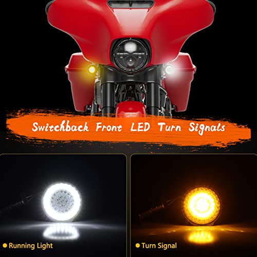 1157 Front LED Turn Signal Lights, 2 Inch Bullet Running Light with Smoked Lens Cover for Harley Sporster 1200, Dyna, Road King, Street Glide, Softail 2020 - color: Amber+White