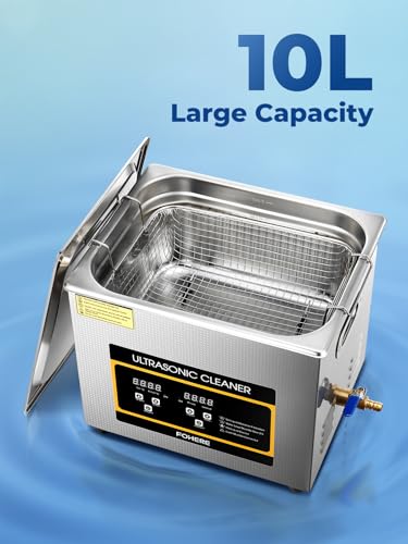 Ultrasonic Cleaner with Heater and Timer, Stainless Steel Ultrasonic Washing Machine, Professional Sonic Cleaning for Parts, Bike Chain, Metal Engine Parts, Gun (10l-2.6gal) - size: 10 l