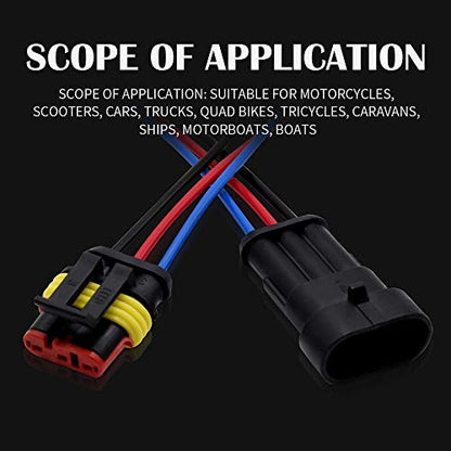 3 Pin Connector Waterproof Connector, Male and Female Way 16 AWG Wire Suitable for car Truck, Boat and Other Wire Connection 5 kit - size: 3 PIN