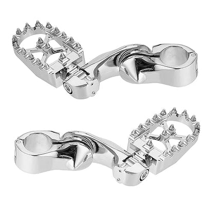 Motorcycle Highway Foot Pegs, FootPeg Pedals, 1.25 inch Highway Bar Footpegs Fit for Harley Touring Honda Kawasaki Suzuki Yamaha (Large Silver) - size: Large Silver