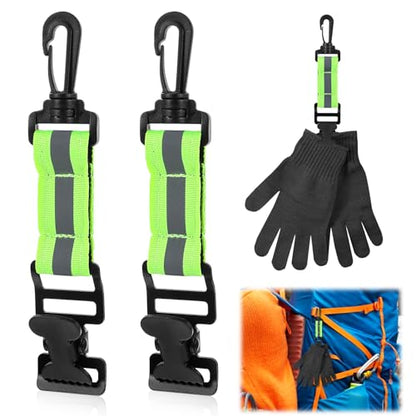2PCS Glove Strap with Alligator Clip, Reflective Gloves Keeper Work Glove Holder Gloves Clip Quick Access Belt for Tool Belt Backpack