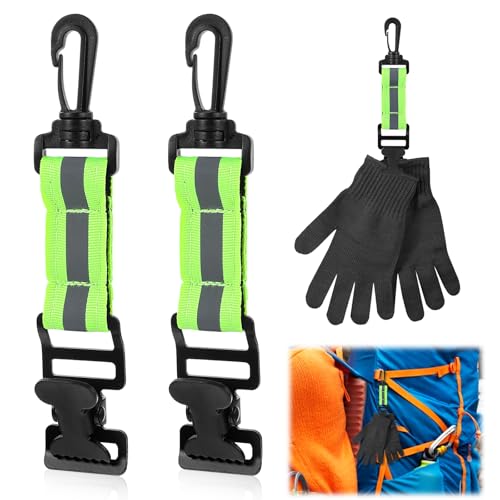 2PCS Glove Strap with Alligator Clip, Reflective Gloves Keeper Work Glove Holder Gloves Clip Quick Access Belt for Tool Belt Backpack