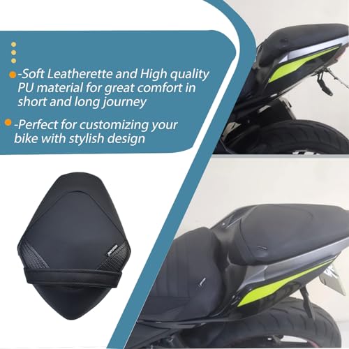 ShinKanSen Motorcycle Soft PU Leather Rear Pillion Seat Pad Set Seat Rear Passenger Seat Covers Replacement Compatible with Ka&wa&sa&ki Ninja 400 Z400 Z-400 Accessories 2018-2024 (Rear Seat-Black) - color: Rear Seat-Black