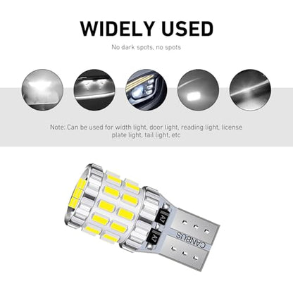 2 PCS T10 LED License Plate Light Bulbs, 3014-30SMD Super Bright 360 Degree Lights for Wide/Reading/Instrument, Universal for Most Cars, Trucks, SUVs (White#2402) - color: White#2402