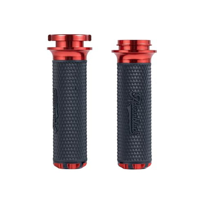 Advanblack AXION Performance Grips, Electronic Throttle Control Grips Compatible with Harley Touring Road Glide Street Glide, Softail - color: Red