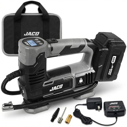 JACO 20V Cordless Tire Inflator Portable Air Compressor | 3.0Ah Lithium-Ion Battery Powered Air Pump