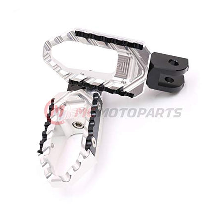 MC MOTOPARTS Silver Front Wide CNC Touring Foot Pegs Compatible with MT-07 MT-09 Tracer 13-18 YZF R3 15-18 MT-10 16-19 - color: Silver, size: No Extension