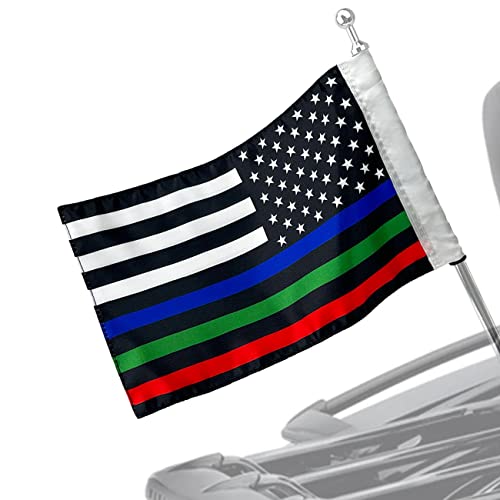 Motorcycle Flag,Thin Blue Red Green Line American Flag,Double Sided Double Stitched Motorcycle Flag 7x10 - color: blue/green