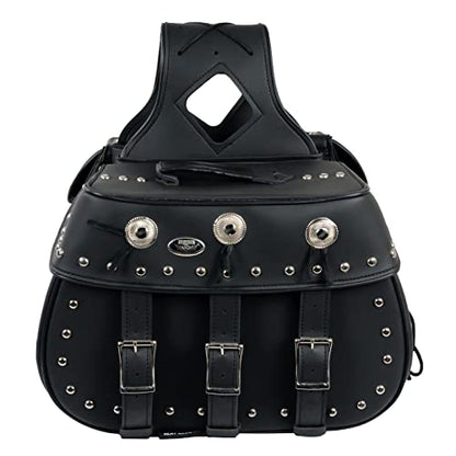 Milwaukee Leather Studded Throw-Over Motorcycle Saddlebags – Synthetic Leather – Universal Fit – Zip-Off - Large - color: SH652ZB-BLACK, size: Large