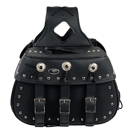 Milwaukee Leather Studded Throw-Over Motorcycle Saddlebags – Synthetic Leather – Universal Fit – Zip-Off - Large - color: SH652ZB-BLACK, size: Large