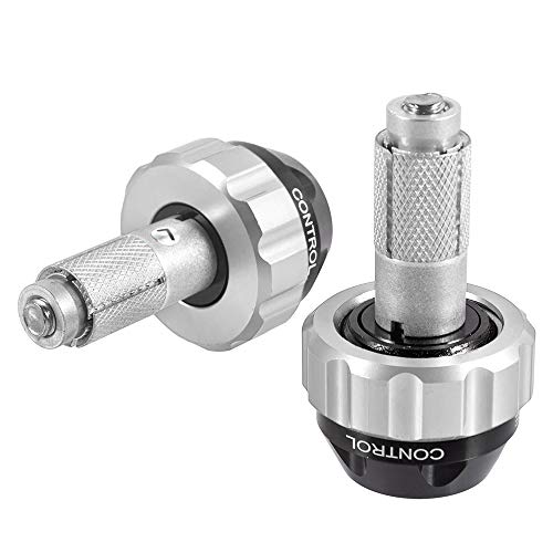 Throttle Lock Cruise Control Grip Ends Handlebar Plugs Sliders for 22mm Motorcycle Handlebar with 14mm/18mm Inner Diameter or with M6 Screw Holes (Silver) - color: Silver