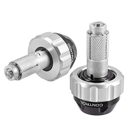 Throttle Lock Cruise Control Grip Ends Handlebar Plugs Sliders for 22mm Motorcycle Handlebar with 14mm/18mm Inner Diameter or with M6 Screw Holes (Silver) - color: Silver