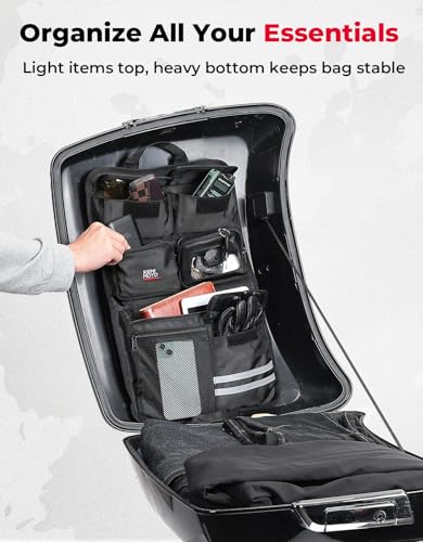 KEMIMOTO Upgraded Quick Release Organizer for Tour Pack Lid Compatible with Road Glide Road King Street Glide Touring Model Organizer Bag 1993-2013