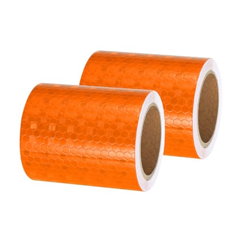 PATIKIL Reflective Tape, 2 Roll 3 Inch x 10 Ft Waterproof Self Adhesive High Visibility Caution Warning Safety Tape Reflector for Trucks Trailers Cars, Orange - color: Orange, size: 3 Inch x 10 Ft