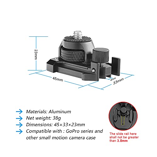 Aluminum 360-degree Rotation Helmet Mount for Gopro Hero 13 12 11 10 9 8 DJI Osmo Insta360 AKASO and Other Action Camera 1/4"-20 Threaded Swivel Mount
