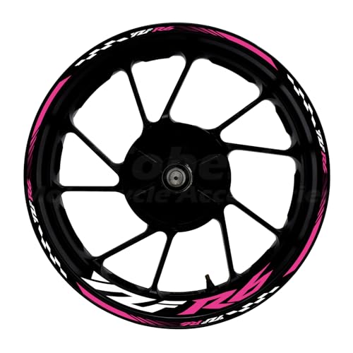 Awonderful 17"Wheel Rim Stickers For Yamaha YZF R6 1998-2016,Rose Red | Reflective Vinyl Wheel Stripe Kit. Waterproof, Self-Adhesive Decals, Decorate Motorcycle Wheel Rims, Easy to Paste - color: Rose Red