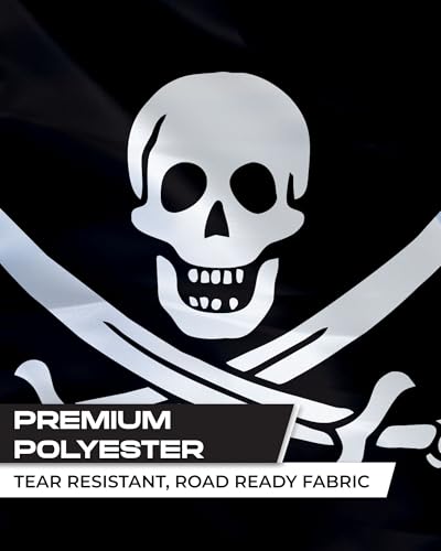 AGAS Calico Jack Rackham Pirate Motorcycle Flag 6x9 inch - Double-Sided Printed 2-Ply Durable Knitted Polyester - 0.75 inch Sleeve- Fits on 3/8" Mount Pole - color: Calico Jack Rackham