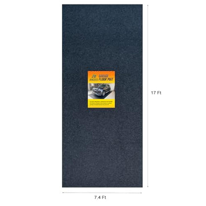 Garage Floor Mat, 7.4'x17' - Absorbent, Waterproof, Durable, Reusable, Washable, Non-Slip, Anti-Leak, Easy to Clean, Cuttable, Charcoal - Protects Garage/Driveway Surfaces from Oil Spills - size: 7'5" x 17' (Rectangular)