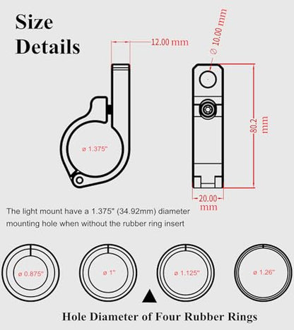 BRCOVAN 2PCS, Metal Light Bar Mounts, Off-Road LED Light Mounting Bracket | Fit for Round Rails 0.75" / 0.875'' / 1" / 1.125'' /1.26" / 1.375'' in Diameter, for Motorcycle ATV UTV Boat Truck