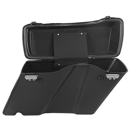 TCMT Hard Saddle bags Trunk w/Lid Latch Key & Liners Carpet Insert Fits For Harley HD Touring CVO Road Glide Road King Street Glide Electra Glide Ultra Classic 1994-2013 - color: Matte Black Chrome Latches#A
