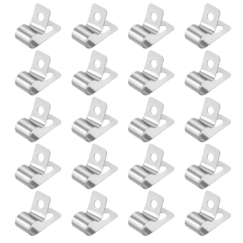 HARFINGTON 20pcs Metal Wire Clamp 1/4" Inch (7mm) R-Type Cable Clip 304 Stainless Steel Conduit Cable Clamp Cord Fastener Holder Strap Clip for Industrial Household Installation Pipe Wire - size: 1/4" (7mm)