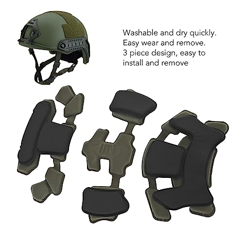 Combat Helmet Padding Kit, Tactical Helmet Padding Kit, Tactical Helmet Dial Suspension System Chin Strap with Bolts and Screws for Scooters, Skateboards(Army Green Sponge)