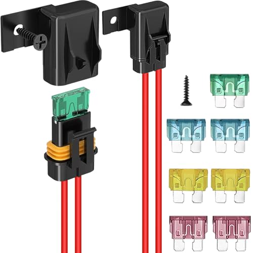 2 Pcs Waterproof Inline Fuse Holder 12V ATC/ATO Fuse Holder 12AWG 15A/20A/30A/40A Fuses, for Automotive, Marine, Heavy Duty Bus Power System - color: 2 Pcs, 15A/20A/30A/40A