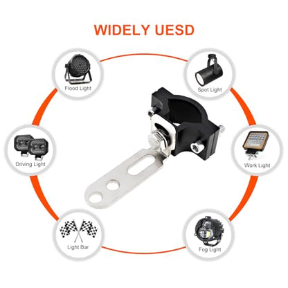 Windance 2pcs Light Bar Mounting Bracket 18.5-27mm/0.72-1.06 inch Aluminum Auxiliary Spotlight Tube Clamp Holder for Motorcycle Scooter Pit Bike ATV UTV Front Fork Bumper Roll Bar Roof Rack (Silver) - color: Silver