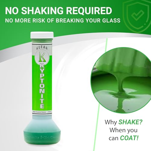 KLEAR Kryptonite Multipurpose Glass Cleaner |Powerful Cleaning 5-1 Combo | Glass Friendly & Alcohol-Free Glass Cleaner| Coat, Relax, Rinse| 9 oz (Pack of 1) - style: Pack of 1