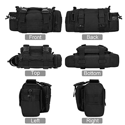 BraveHawk OUTDOORS Bike Handlebar Bag, 900D Nylon Oxford Multi-Purpose Tactical Waist Bag Heavy-Duty Water Resistant MOLLE Outdoor Bicycle Pack for Cycling Hiking (Large) - size: Large